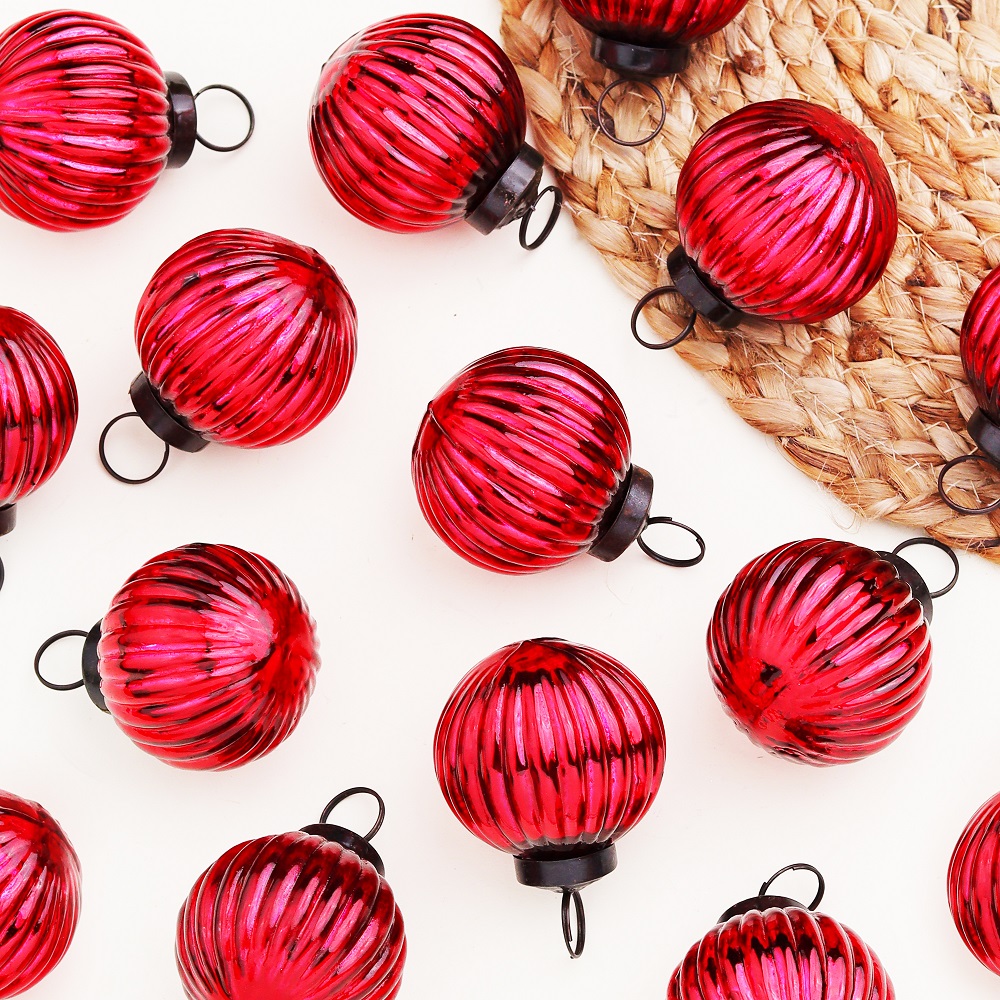12 Pieces Glass Red Christmas Ornaments For Tree Decoration